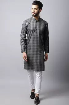 Brown plain cotton men-kurtas
