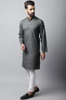 Brown plain cotton men-kurtas