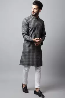Brown plain cotton men-kurtas