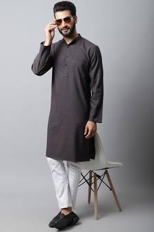 Black plain pure cotton men-kurtas