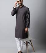Black plain pure cotton men-kurtas
