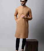 Brown plain pure cotton men-kurtas