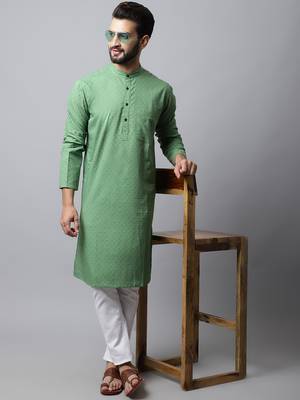 Green printed pure cotton men-kurtas 1