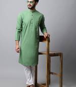 Green printed pure cotton men-kurtas
