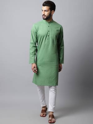 Green printed pure cotton men-kurtas 2