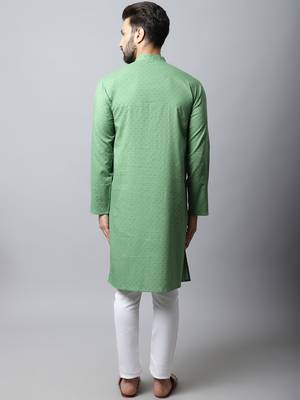 Green printed pure cotton men-kurtas 5