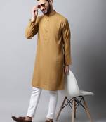 Brown plain pure cotton men-kurtas