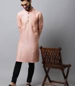 Pink printed pure cotton men-kurtas