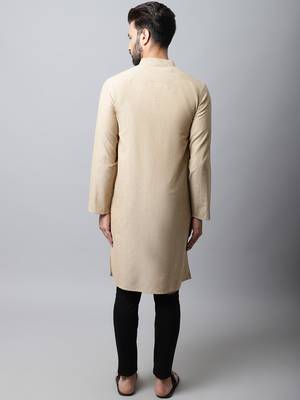 Beige printed pure cotton men-kurtas 5