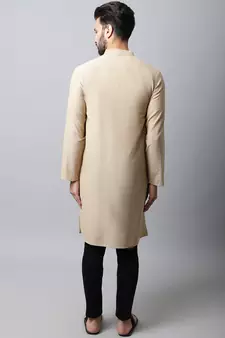 Beige printed pure cotton men-kurtas