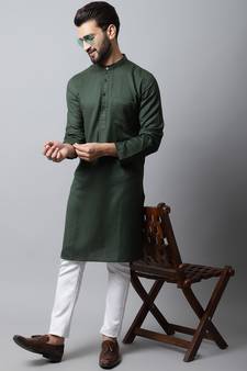 Green printed viscose men-kurtas