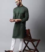 Green printed viscose men-kurtas