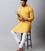 Yellow plain pure cotton men-kurtas