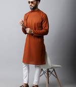 Brown printed pure cotton men-kurtas