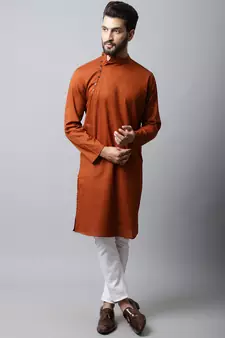 Brown printed pure cotton men-kurtas