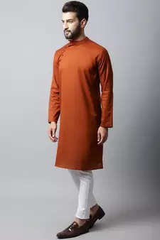 Brown printed pure cotton men-kurtas