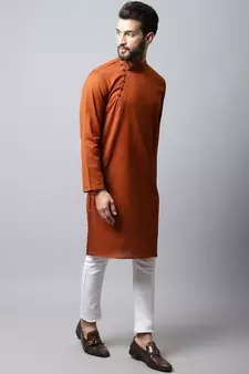 Brown printed pure cotton men-kurtas
