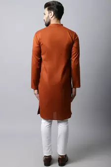 Brown printed pure cotton men-kurtas