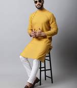 Yellow printed pure cotton men-kurtas