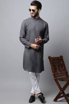 Grey printed pure cotton men-kurtas
