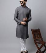 Grey printed pure cotton men-kurtas