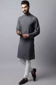 Grey printed pure cotton men-kurtas