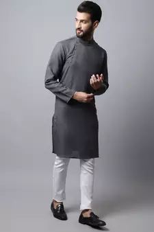 Grey printed pure cotton men-kurtas