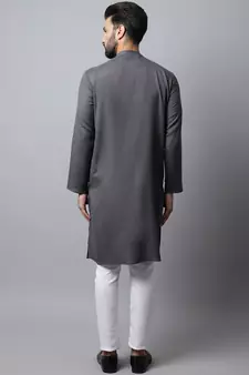Grey printed pure cotton men-kurtas