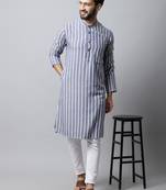 Blue plain pure cotton men-kurtas