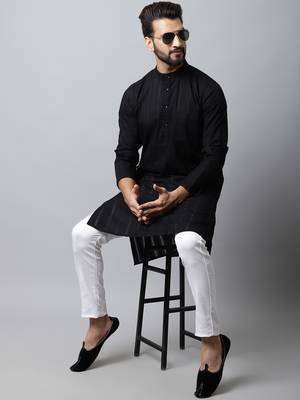 Black printed pure cotton men-kurtas 1
