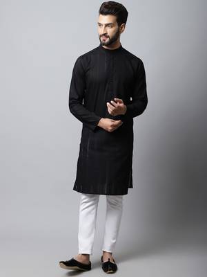 Black printed pure cotton men-kurtas 2