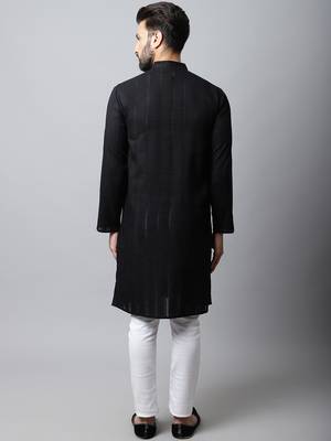 Black printed pure cotton men-kurtas 5