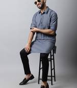Grey embroidered pure cotton men-kurtas