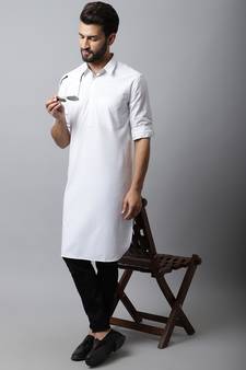 White printed pure cotton men-kurtas