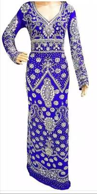 Moroccan Kaftan Hand Work Royal Blue Long sleeve Party wear dress  1