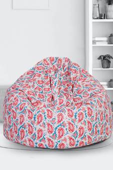 White and Pink Digital Print Canvas XXL Bean Bag Cover-without beans