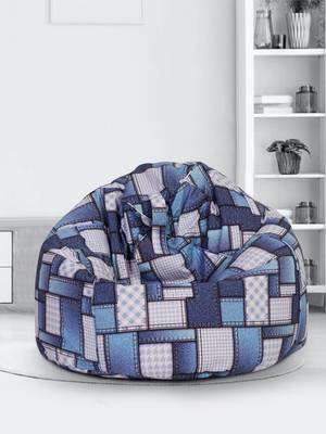 White and Blue Digital Print Canvas XXL Bean Bag Cover-without beans 1