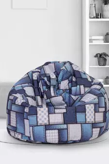 White and Blue Digital Print Canvas XXL Bean Bag Cover-without beans