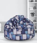 White and Blue Digital Print Canvas XXL Bean Bag Cover-without beans