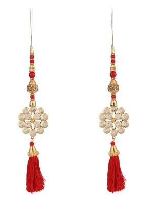 Trendy Ethnic Golden Candy Tassel Handmade Latkan Crafted with Golden Beads & Crystal 2