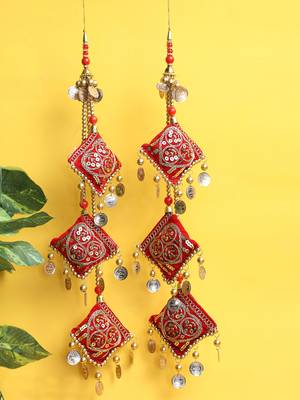Gold Plated with Red Pearl Bridal Lehenga and Saree Fancy And Beautiful Latkan (Set of 2) 1