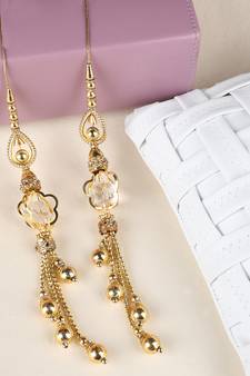 Golden Crystal Handmade Work Ethnic Hanging Latkan for Lehenga