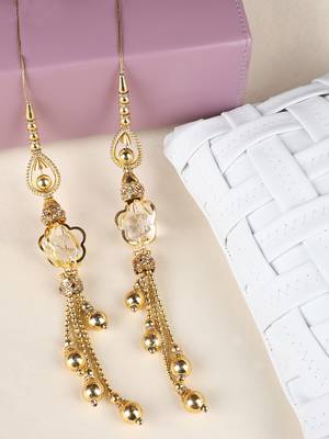 Golden Crystal Handmade Work Ethnic Hanging Latkan for Lehenga 1