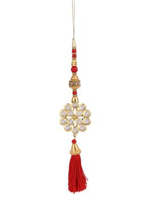 Trendy Ethnic Golden Candy Tassel Handmade Latkan Crafted with Golden Beads & Crystal 3