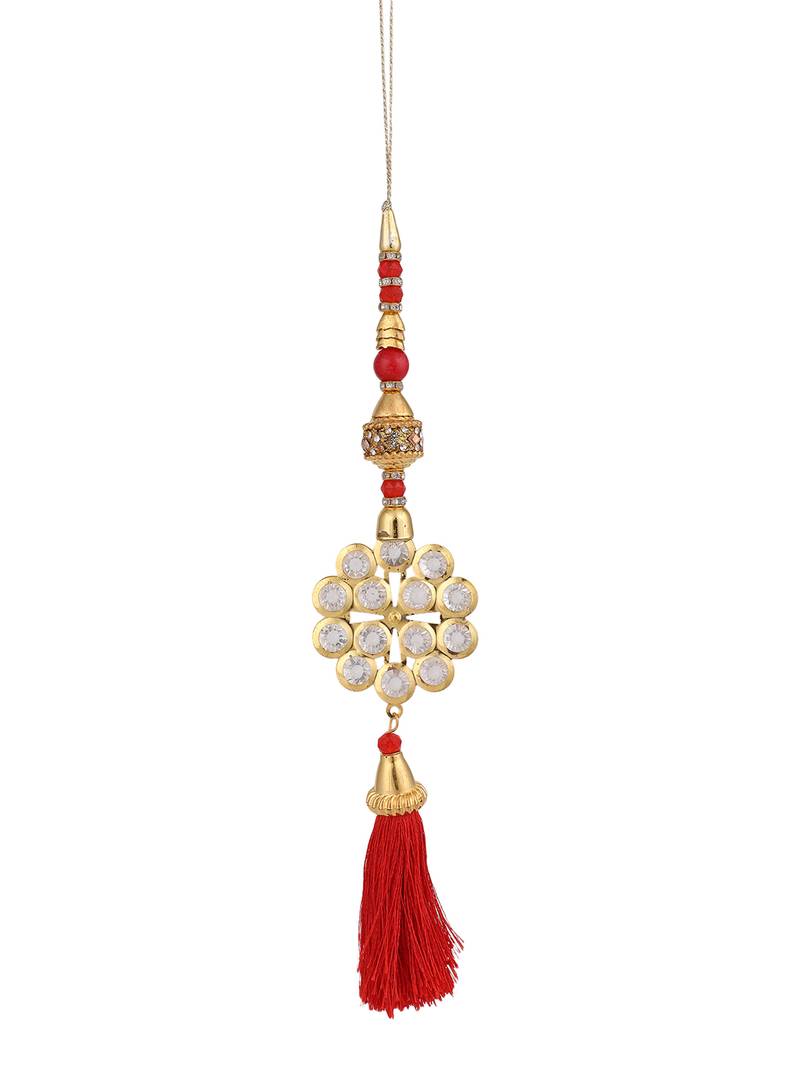 Trendy Ethnic Golden Candy Tassel Handmade Latkan Crafted with Golden Beads & Crystal