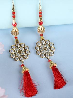 Trendy Ethnic Golden Candy Tassel Handmade Latkan Crafted with Golden Beads & Crystal 1