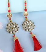 Trendy Ethnic Golden Candy Tassel Handmade Latkan Crafted with Golden Beads & Crystal