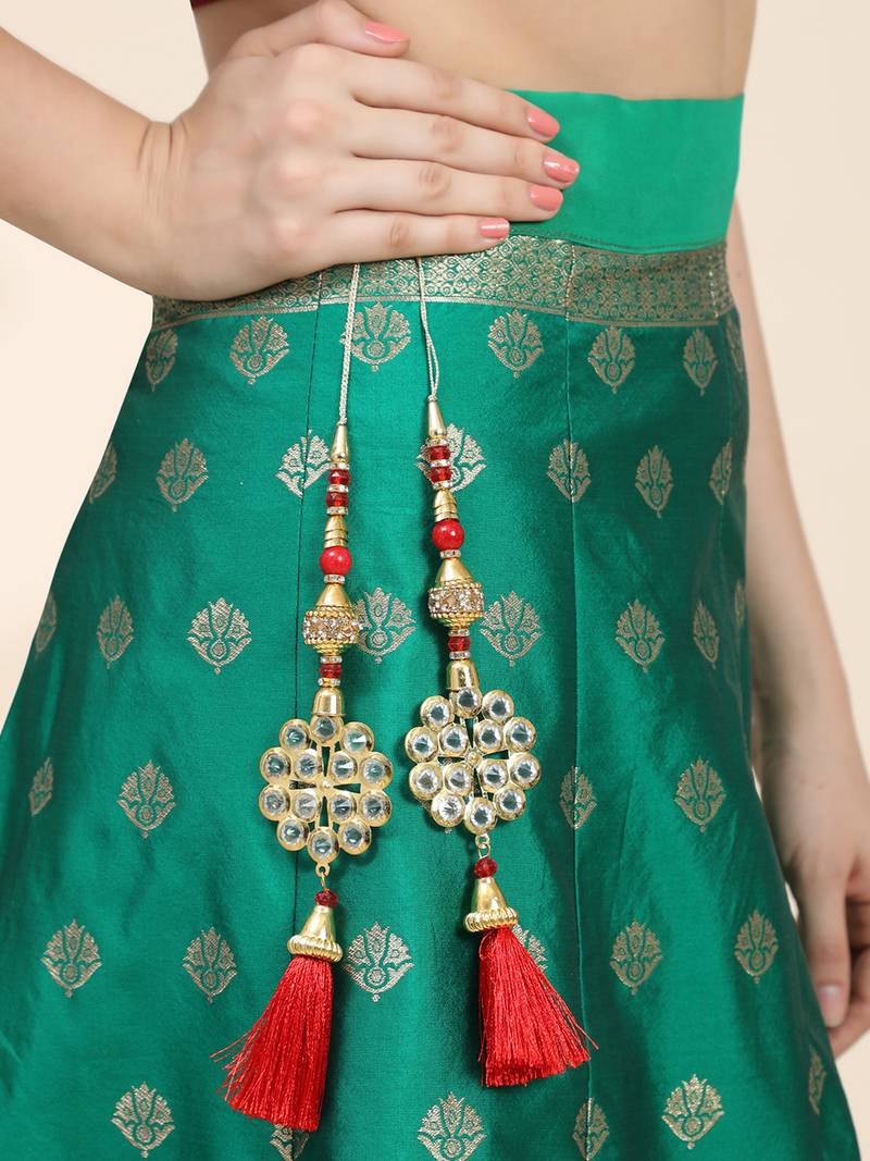 Trendy Ethnic Golden Candy Tassel Handmade Latkan Crafted with Golden Beads & Crystal