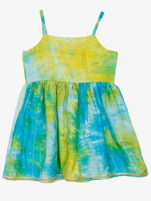 Girls Blue Floral Layered Kurti with Dhoti Pants 2