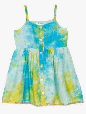 Girls Blue Floral Layered Kurti with Dhoti Pants 3